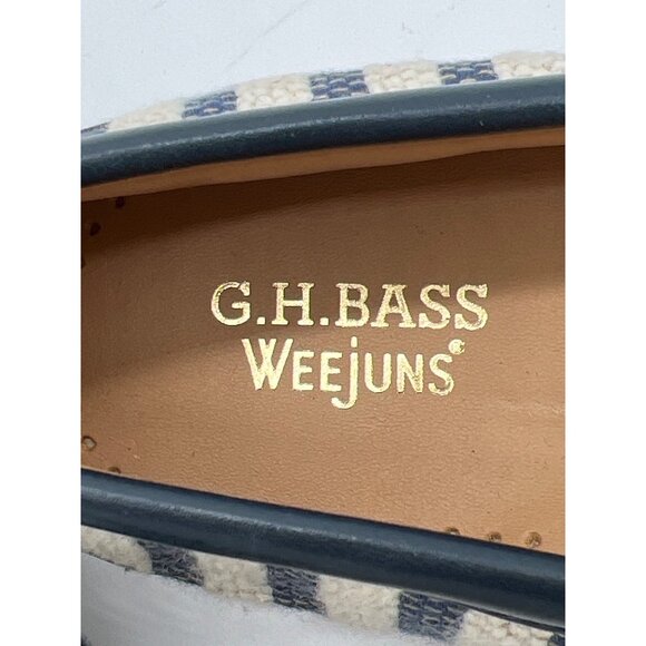 G.H. Bass Weejuns Womens Size 9 Loafers Blue & White Striped Woven With Gold Har - Picture 6 of 11